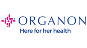Organon logo with text "Here for her health."